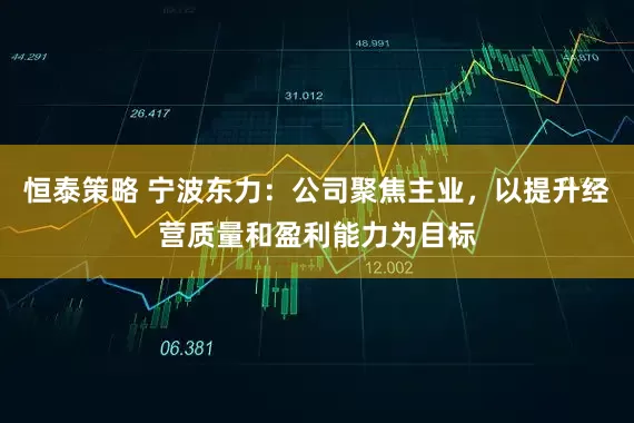 恒泰策略 宁波东力：公司聚焦主业，以提升经营质量和盈利能力为目标