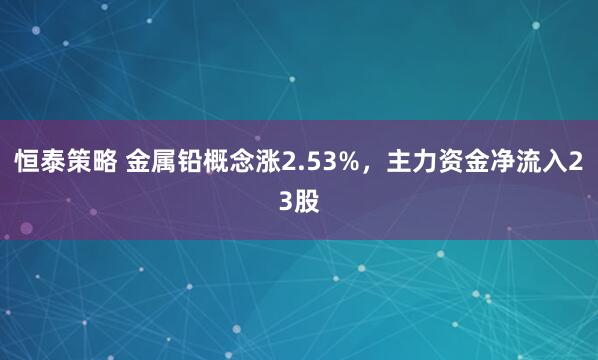 恒泰策略 金属铅概念涨2.53%，主力资金净流入23股